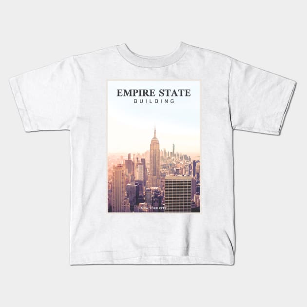 Empire State Building Kids T-Shirt by Widmore